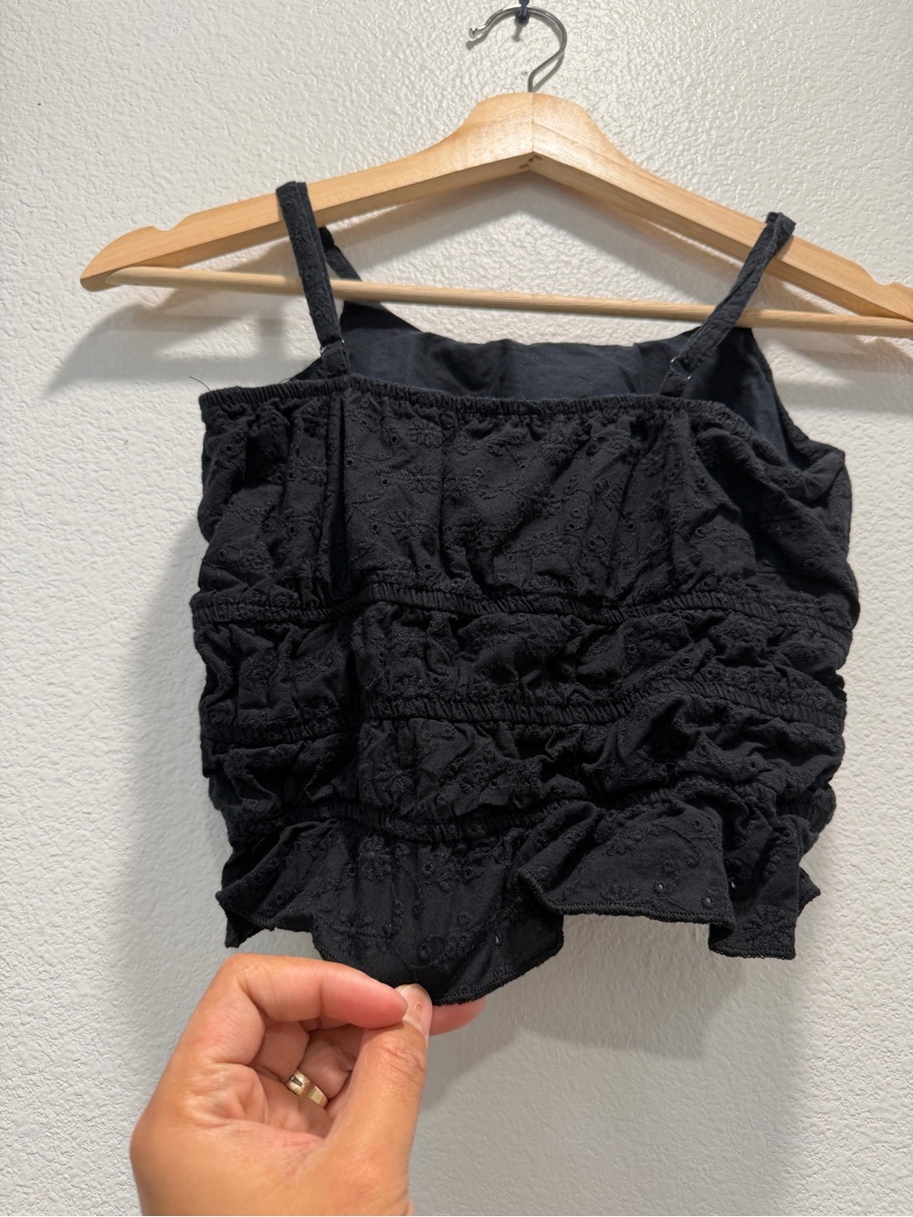 Art Class Black lace ruffle crop top size XL